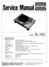 Thumbnail Technics SL-1100  Turntable , Service Manual