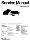 Thumbnail Technics SP-10 mk3  Turntable , Service Manual