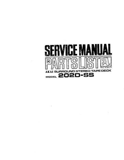 Product picture Akai 202D-ss reel to reel tape recorder Service Manual