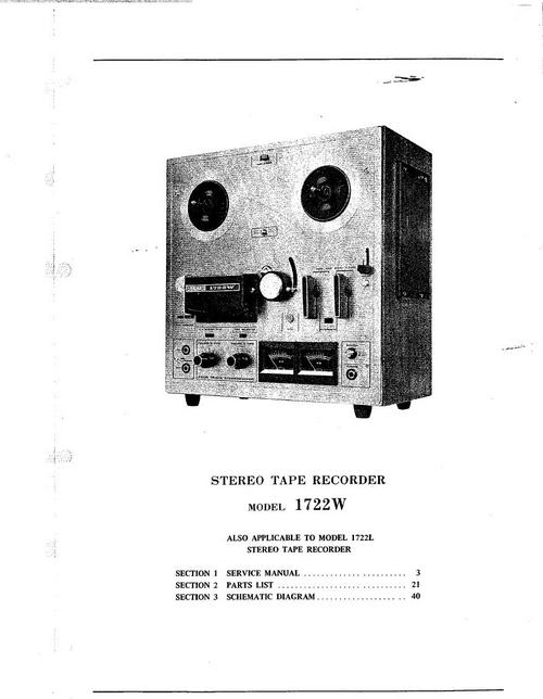 Product picture Akai 1722 L and 1722 W reel tape recorder Service Manual
