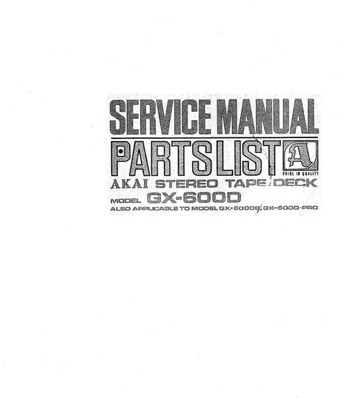 Product picture Akai GX-600D  GX-600D-PRO  GX-600DB reel tape Service Manual