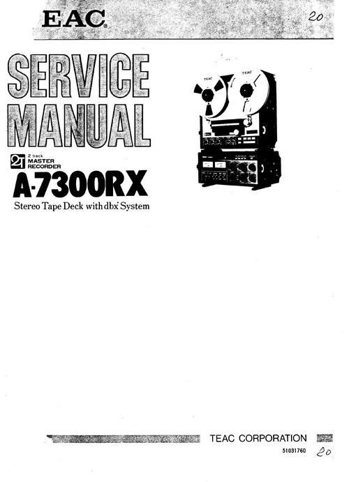 Product picture Teac A-7300-RX reel tape recorder Service Manual