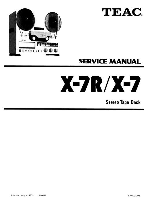 Product picture Teac X-7 and X-7R reel tape recorder Service Manual