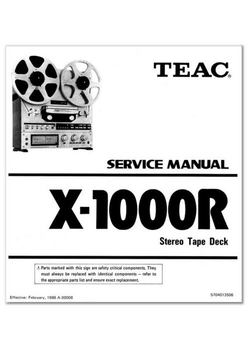 Product picture Teac X-1000R reel tape recorder Service Manual