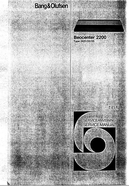 Product picture Bang & Olufsen Beocenter 2200 Service Manual
