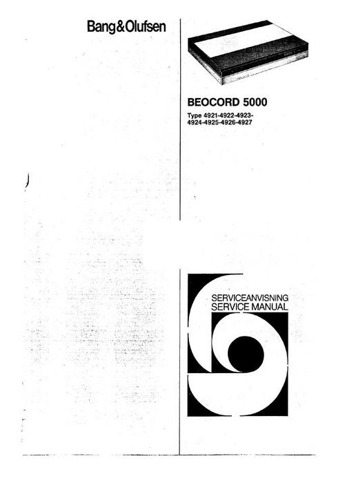 Product picture Bang & Olufsen Beocord 5000 Service Manual