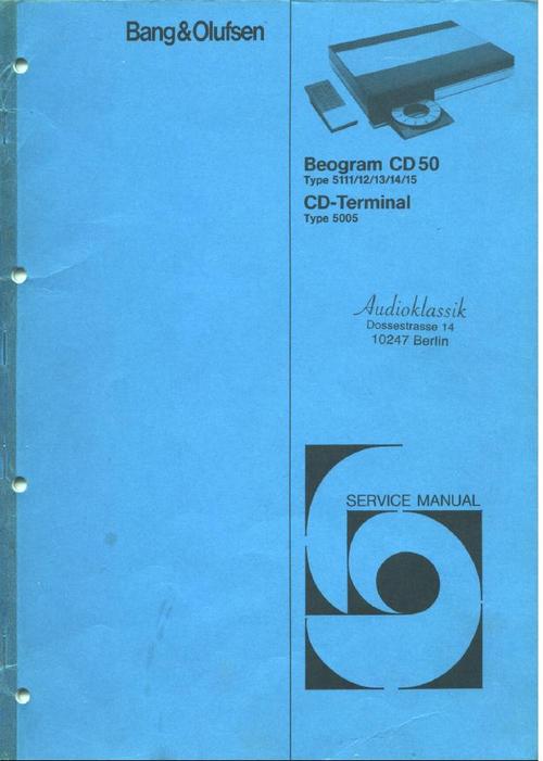 Product picture Bang & Olufsen Beogram CD-50 Service Manual 