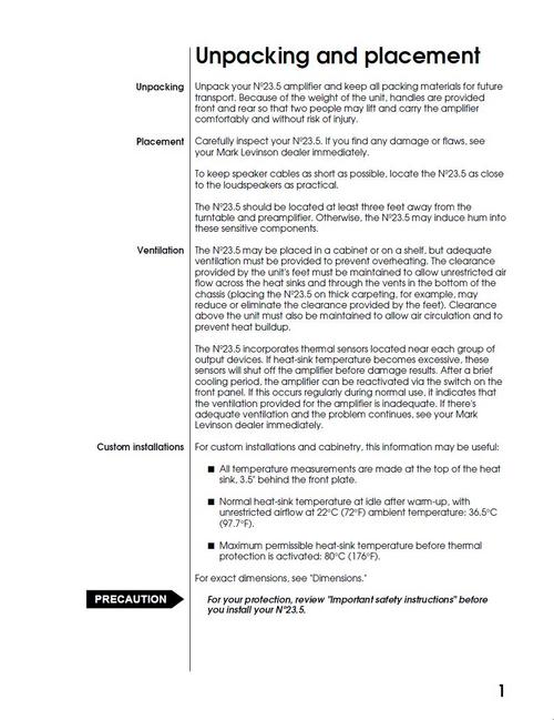 Product picture Mark Levinson no 23.5  Original Owner Operating Manual 