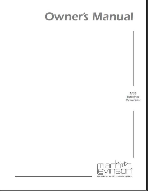 Product picture Mark Levinson no 32  Original Owner Operating Manual 