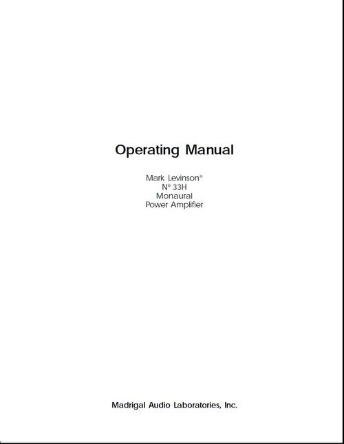 Product picture Mark Levinson no 33-H Original Owner Operating Manual 