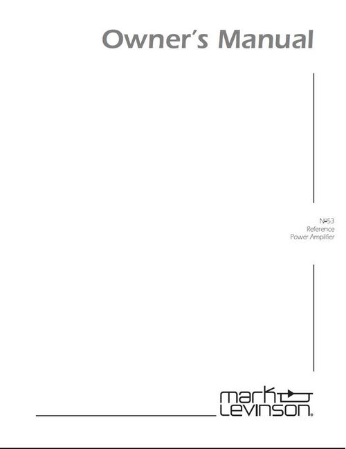 Product picture Mark Levinson  no 53  Original Owner Operating Manual 