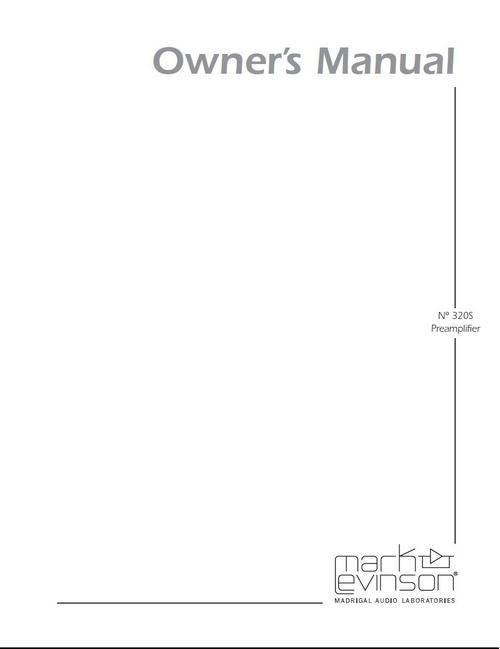 Product picture Mark Levinson  no 320-S  Original Owner Operating Manual 