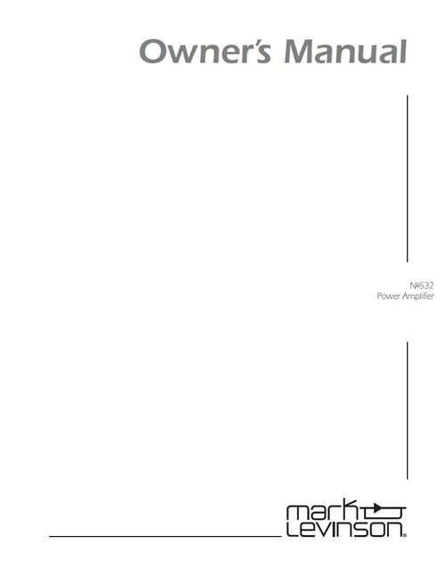 Product picture Mark Levinson  no 532 Original Owner Operating Manual 