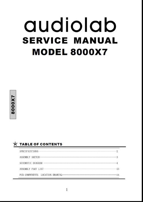 Product picture Audiolab 8000X7  Original Service Manual in PDF
