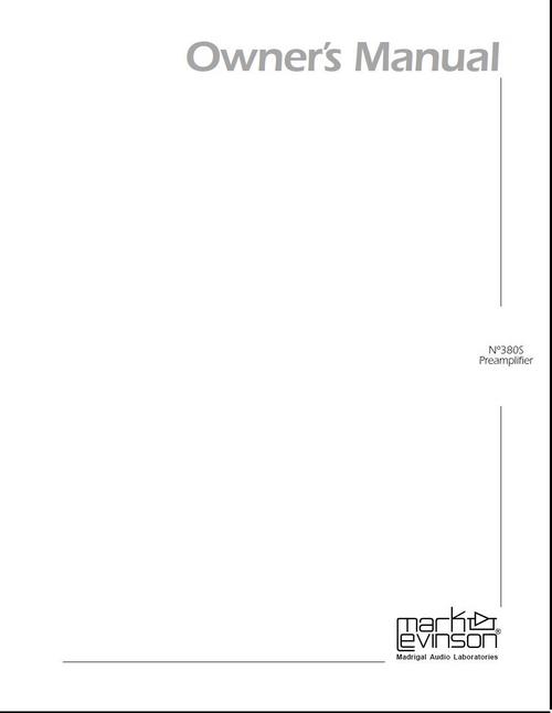 Product picture Mark Levinson no 380S Original Owner Operating Manual