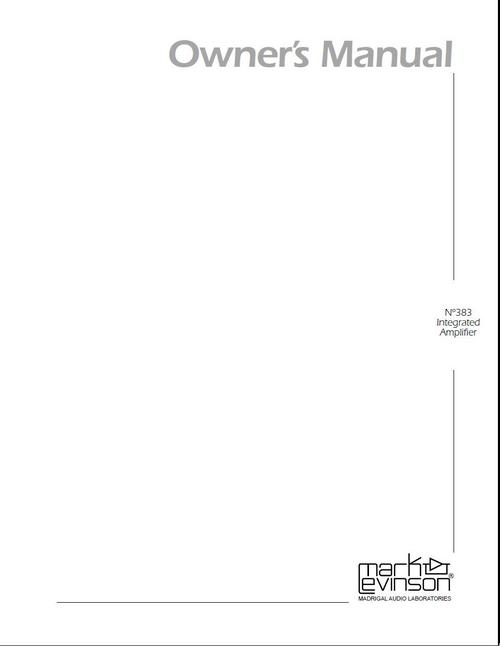 Product picture Mark Levinson no 383 Original Owner Operating Manual