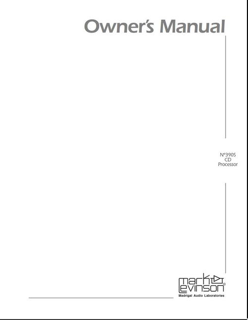 Product picture Mark Levinson no 390S Original Owner Operating Manual