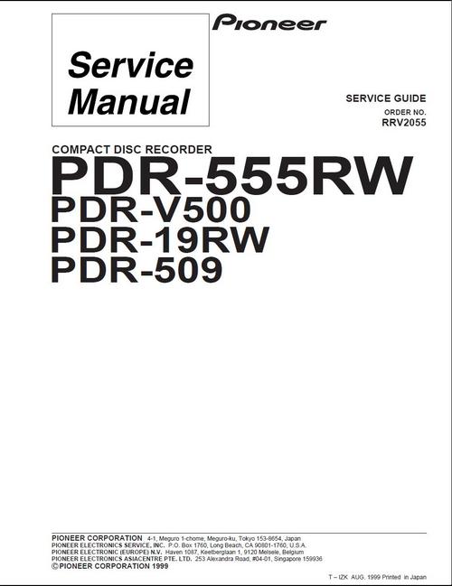 Product picture Pioneer PDR-19-RW , CD Recorder Original Service Manual