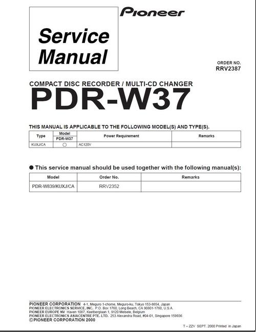 Product picture Pioneer PDR-W-37 , CD Recorder Original Service Manual