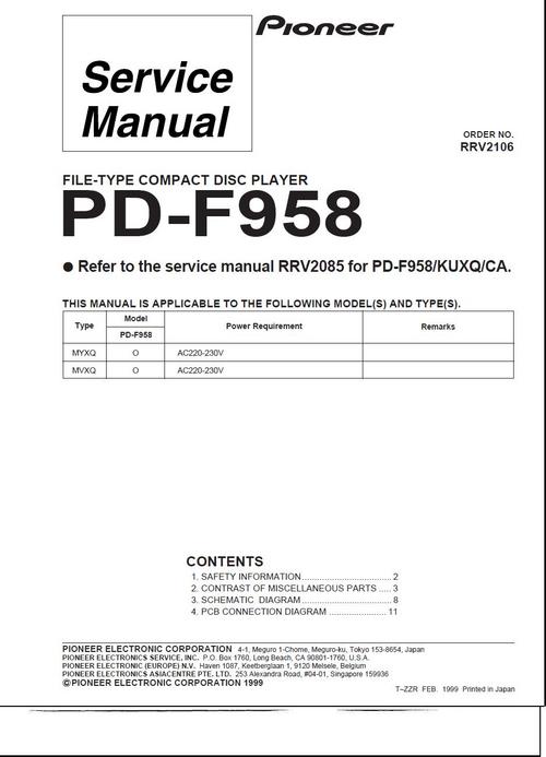Product picture Pioneer PD-F-958  Original Service Manual