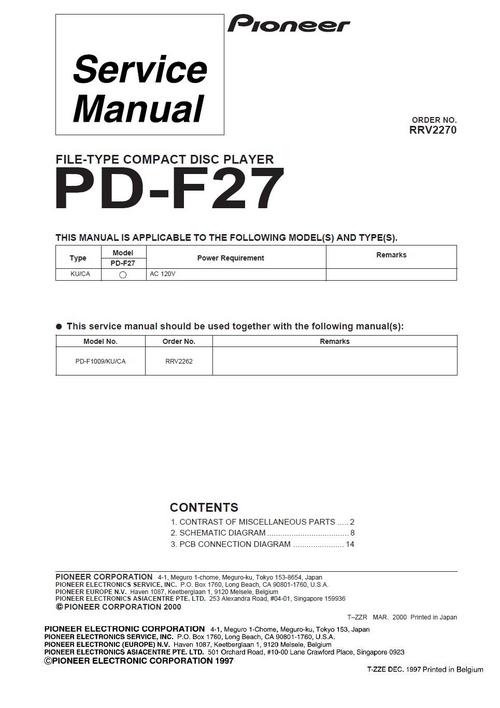Product picture Pioneer PD-F-27  Original Service Manual