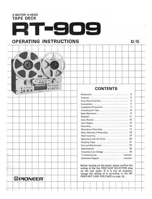 Product picture Pioneer RT-909 Original Owner Manual