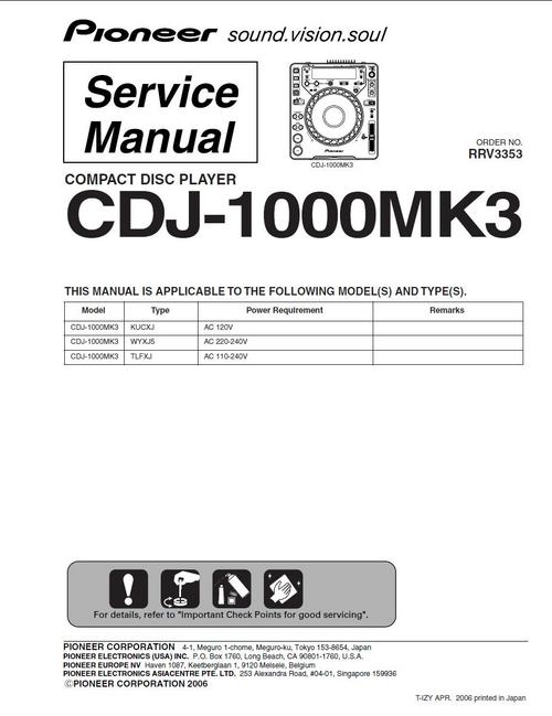Product picture Pioneer CDJ-1000 mk3  , Original Service Manual