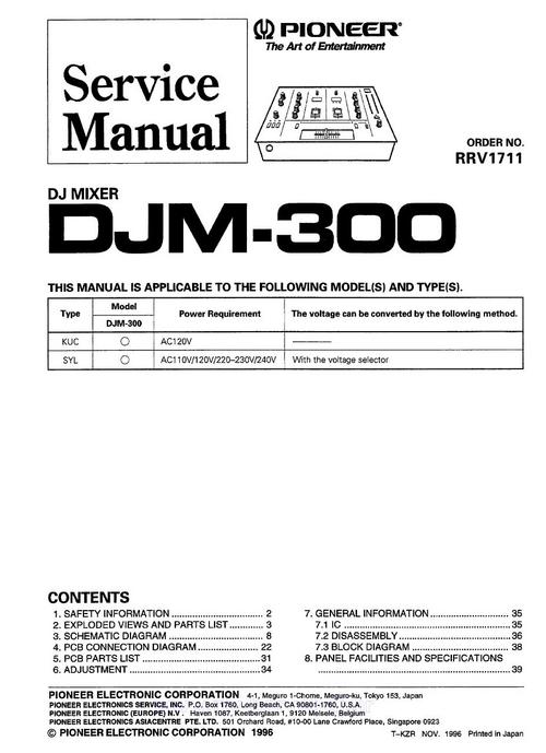 Product picture Pioneer DJM-300  Mixer , Original Service Manual