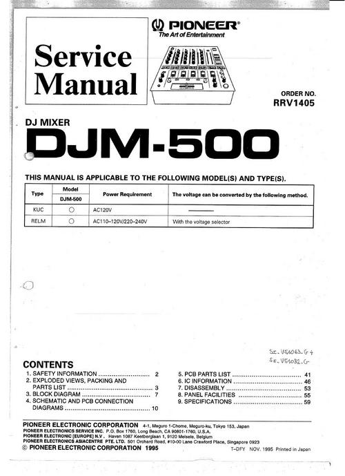 Product picture Pioneer DJM-500  Mixer , Original Service Manual