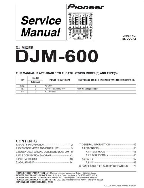 Product picture Pioneer  DJM-600 Mixer , Original Service Manual