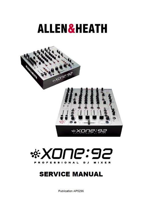Product picture  Allen & Heath Xone-92  Mixer , Original Service Manual