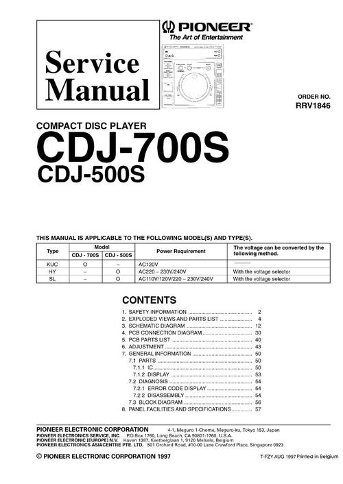 Product picture Pioneer  CDJ-500-S , Original Service Manual  & Addendums