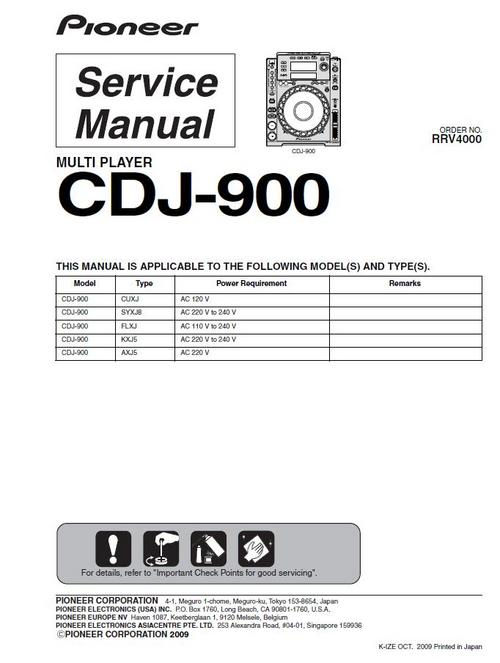 Product picture Pioneer CDJ-900  , Original Service Manual