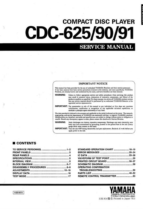 Product picture Yamaha CDC-90  Cd-player , Original Service Manual