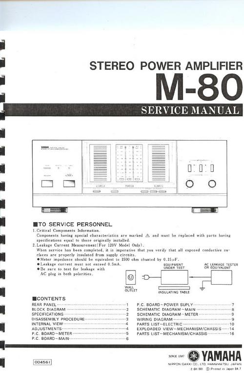 Product picture Yamaha M-80 Power Amplifier , Original Service Manual