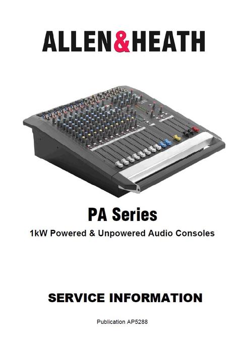 Product picture Allen & Heath PA series Consoles ,  Original Service Manual
