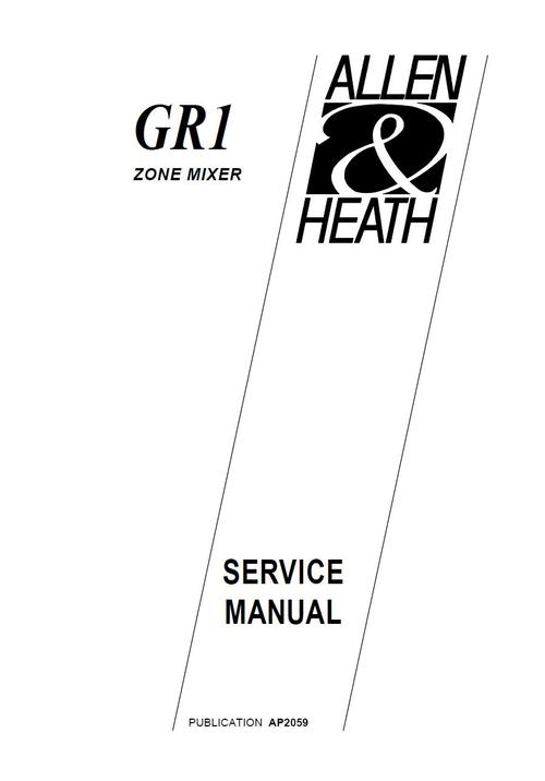 Product picture Allen & Heath GR-1 zone mixer ,  Original Service Manual