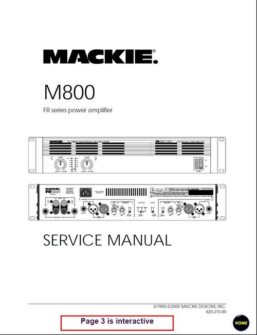 Product picture Mackie M-800 power amplifier , Service Manual