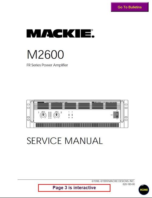 Product picture Mackie M-2600 FR series power amplifier , Service Manual