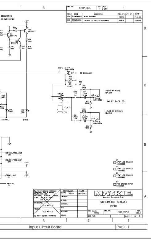 Product picture Mackie SRM-350 active speaker , Schematics