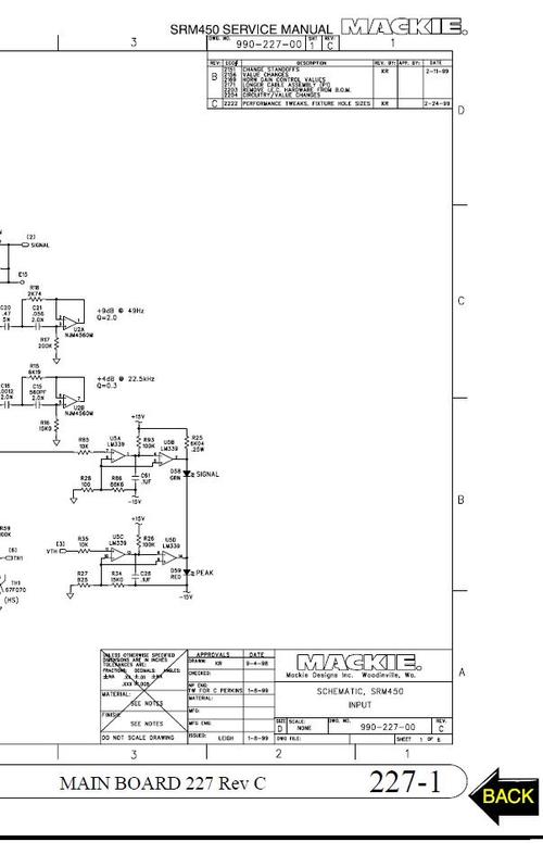 Product picture Mackie SRM-450 active speaker , Schematics issue 3