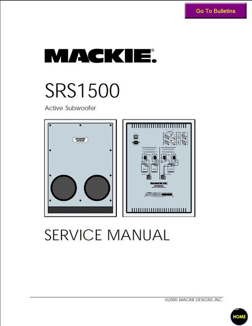 Product picture Mackie SRS-1500 active subwoofer , Service Manual