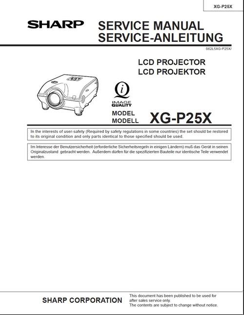 Product picture Sharp XG-P25X  , Projector Original Service Manual