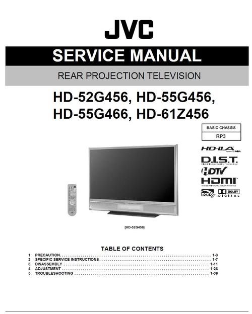 Product picture JVC HD-52-G456 , HD-55-G456 , Service Manual & Schematics