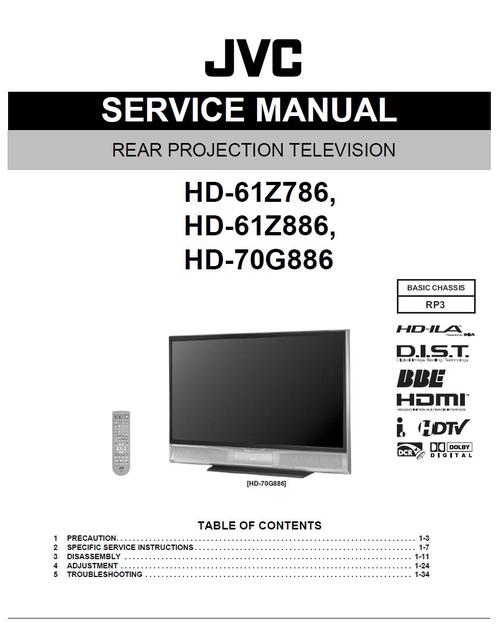 Product picture JVC HD-61Z786 , HD-61Z886 & HD-70G886 Service Manual