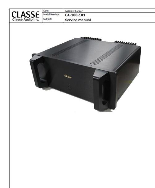 Product picture Classe CA-100 Power Amplifier Original Service Manual