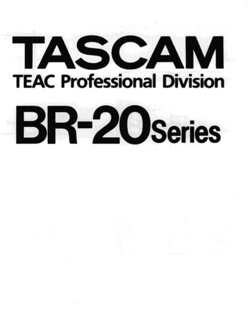 Product picture Tascam Teac BR-20 reel tape recorder Service Manual