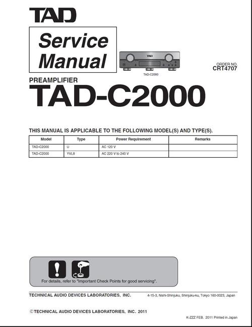 Product picture Tad - Pioneer C-2000 preamplifier , Service Manual