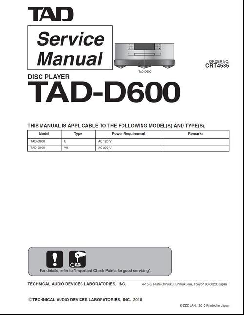 Product picture Tad - Pioneer D-600 sacd , Service Manual