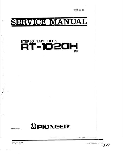 Product picture Pioneer RT-1020 H  ,  reel tape recorder Service Manual